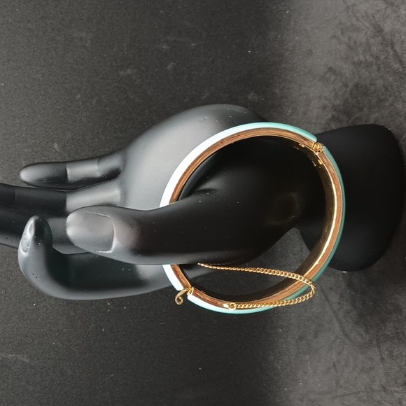 small vintage blue gold tone hinge bracelet - Picture 2 of 3